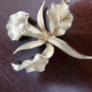 MARCEL BOUCHER vintage Orchid gold tone brooch